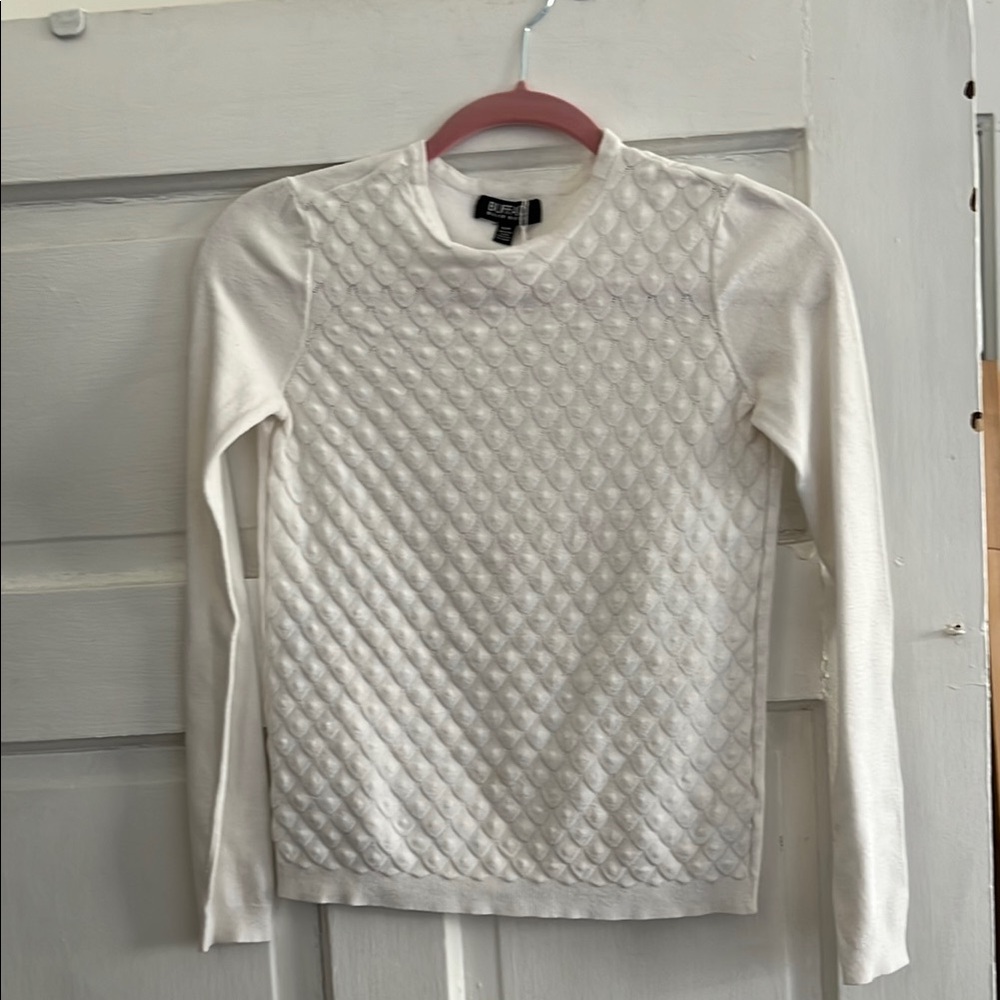 Buffalo Quilted Front Crewneck Sweater - White